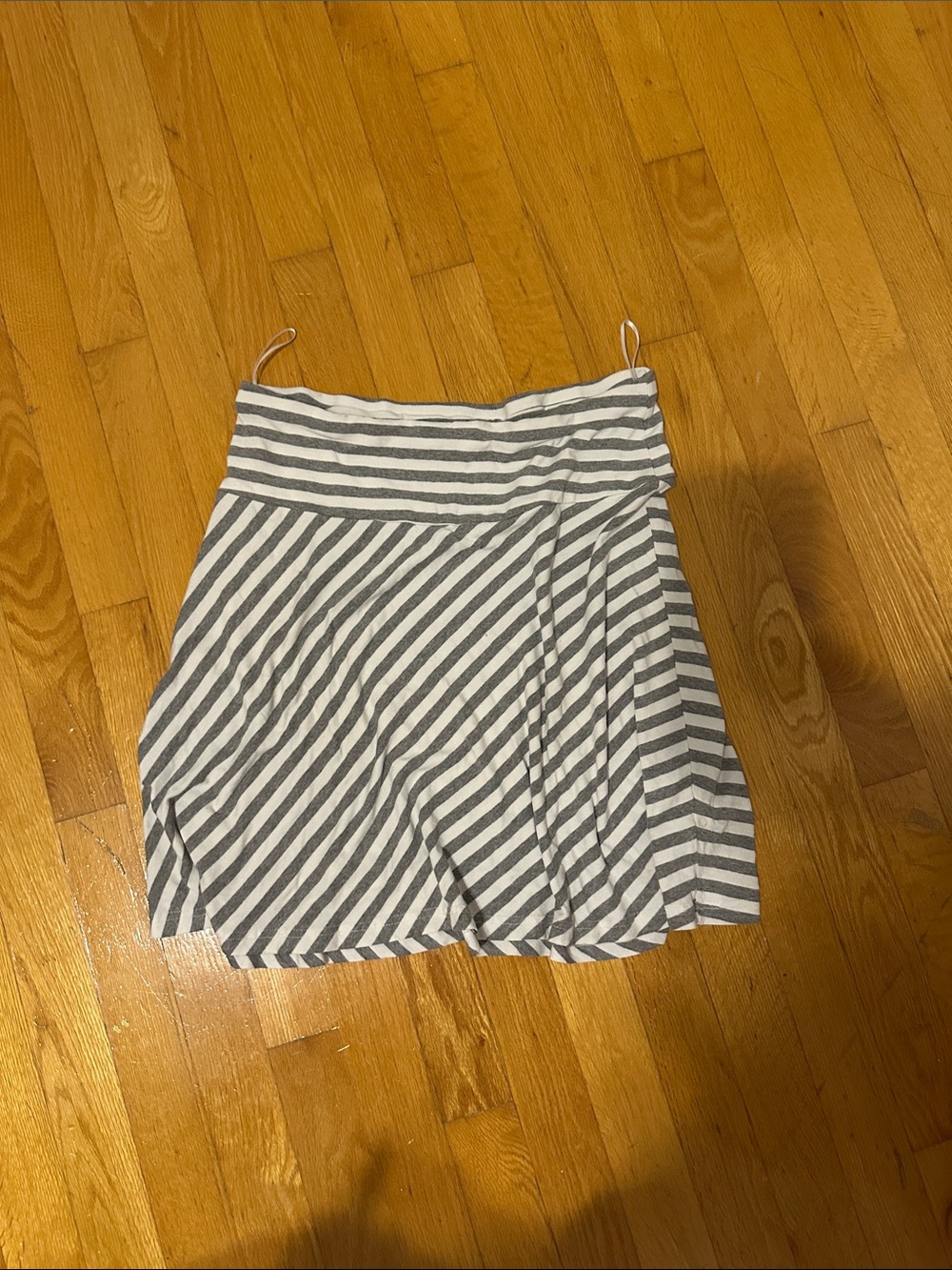 H&M Gray and White Striped Midi Skirt